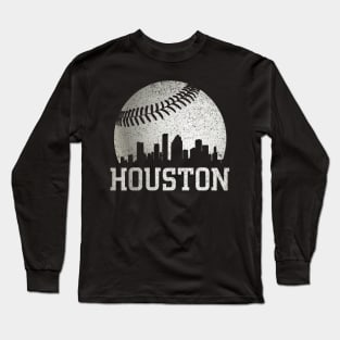 Vintage Houston Texas Skyline Baseball Long Sleeve T-Shirt